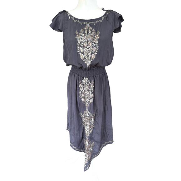 Robbi & Nikki Boho Fairy Dress S Embroidered Sequin Asymmetric Whimsigoth - Picture 1 of 13